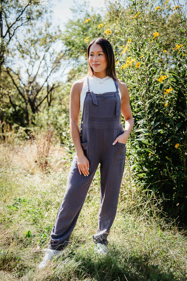 Illa Illa Linen Overalls for Women in Charcoal 