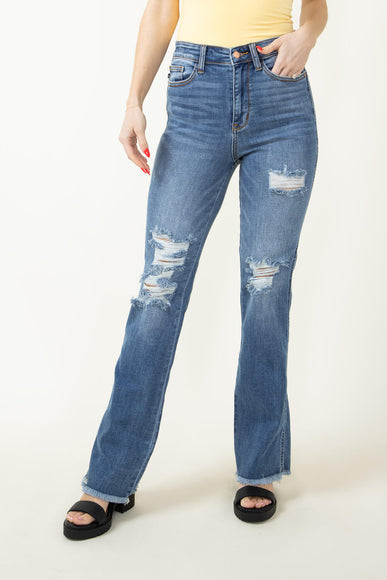 Judy Blue High Rise Destroy Fray Hem Bootcut Jeans for Women