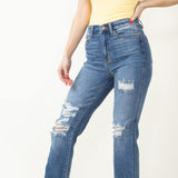 Judy Blue High Rise Destroy Fray Hem Bootcut Jeans for Women