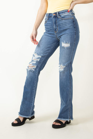 Judy Blue High Rise Destroy Fray Hem Bootcut Jeans for Women