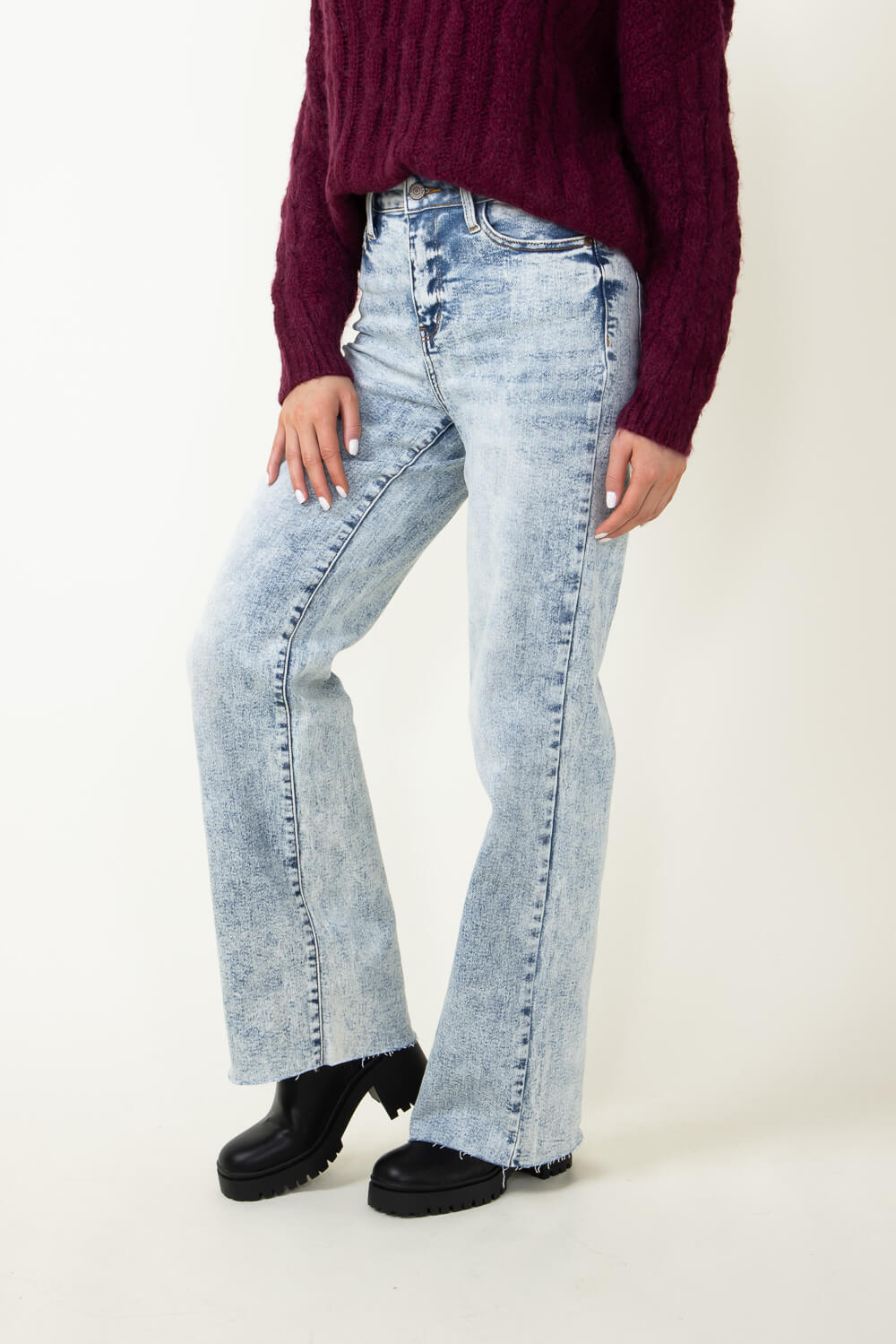 Judy Blue High Rise 90's Knee Distressed Straight Jeans for Women