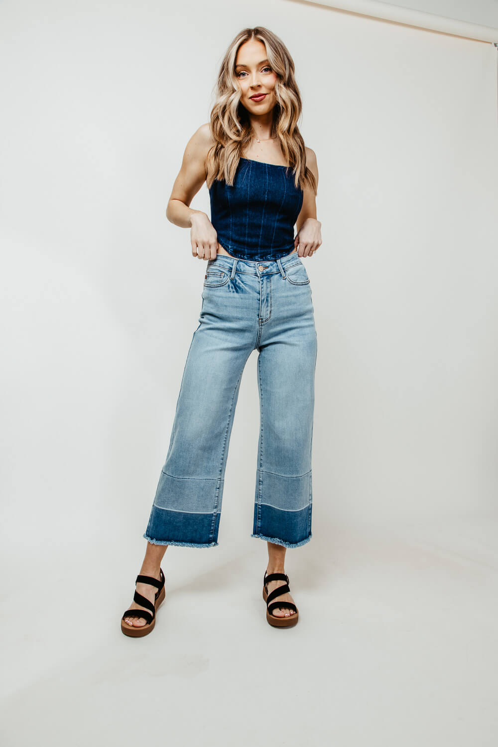 Wide Leg Cropped Jeans for Women