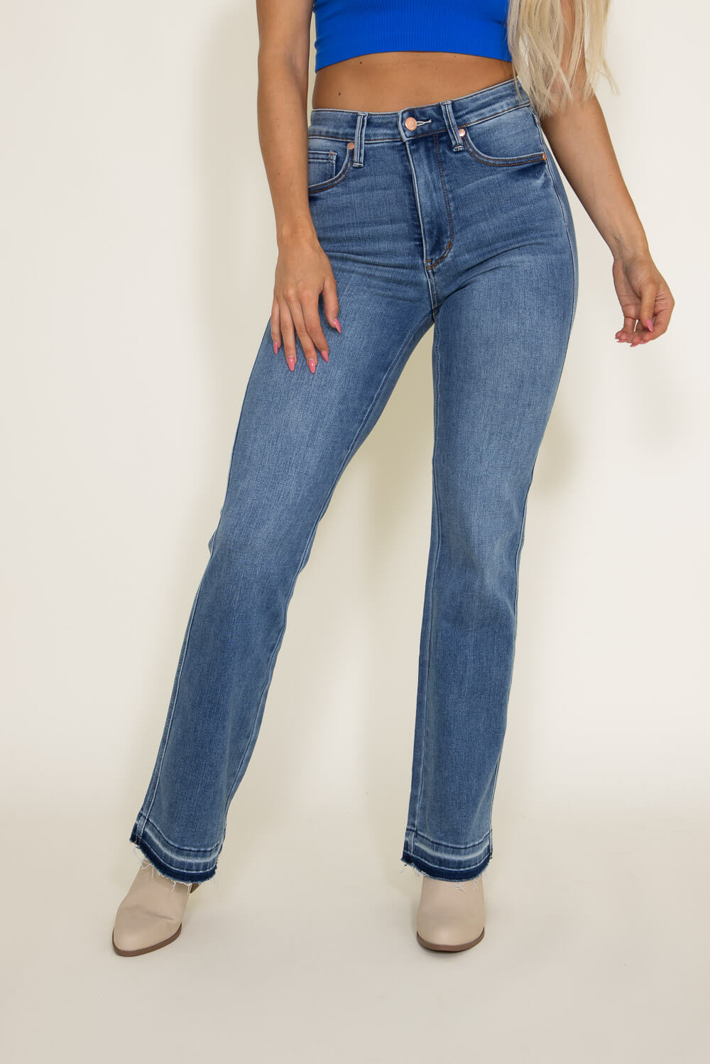 Judy Blue High Rise Release Hem Slim Bootcut Jeans for Women