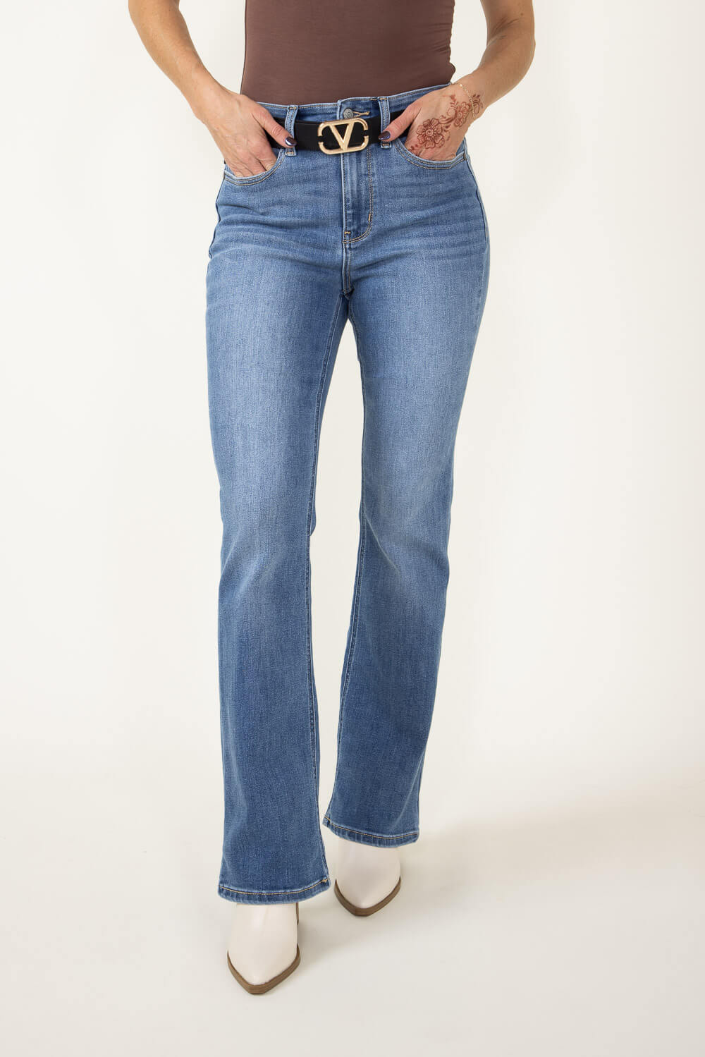 Judy Blue High Rise Dyed Front Seam Straight Jeans for Women in