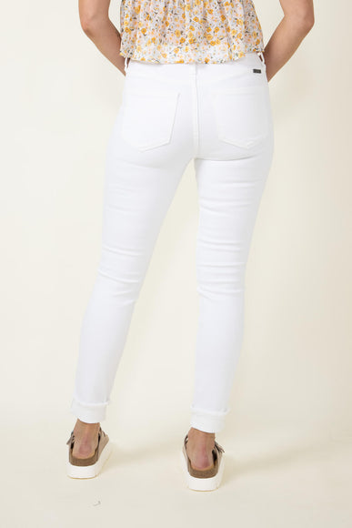 KanCan High Rise Rolled Cuff Ankle Skinny Jeans for Women in White