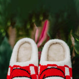 Christmas Checkered Santa Bunny Slippers for Women in White