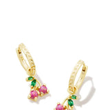 Kendra Scott Cherry Gold Huggie Hoop Earrings in Berry Kyocera Opal