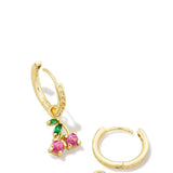 Kendra Scott Cherry Gold Huggie Hoop Earrings in Berry Kyocera Opal