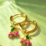 Kendra Scott Cherry Gold Huggie Hoop Earrings in Berry Kyocera Opal