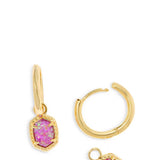 Kendra Scott Daphne Huggie Hoop Framed Earrings in Gold Magenta Kyocera Opal