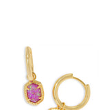 Kendra Scott Daphne Huggie Hoop Framed Earrings in Gold Magenta Kyocera Opal