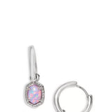 Kendra Scott Daphne Huggie Hoop Framed Earrings in Silver Lilac Kyocera Opal