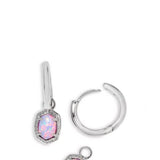 Kendra Scott Daphne Huggie Hoop Framed Earrings in Silver Lilac Kyocera Opal