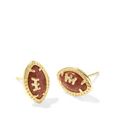  Kendra Scott Football Gold Stud Earrings in Orange Goldstone