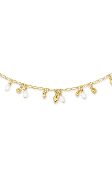 Kendra Scott Mollie Gold Choker Necklace in White Pearl