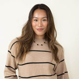 La Miel Pencil Stripe Crewneck Sweater for Women in Brown