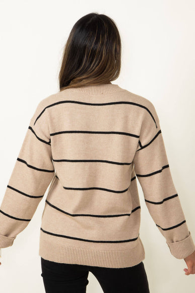 La Miel Pencil Stripe Crewneck Sweater for Women in Brown