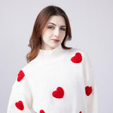 3D Heart Sweater for Women in White 