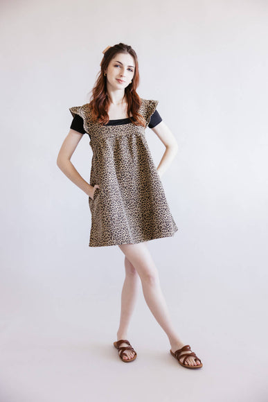 Leopard Print Dress for Women in Taupe