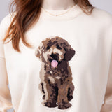 Puppy Graphic Sweater for Women in Cream