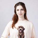 Puppy Graphic Sweater for Women in Cream