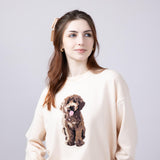 Puppy Graphic Sweater for Women in Cream