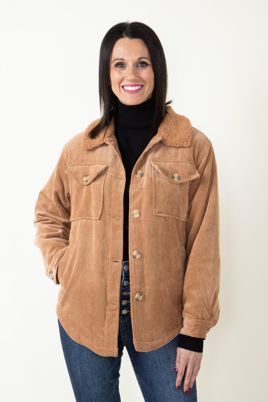 Corduroy collar jacket top womens