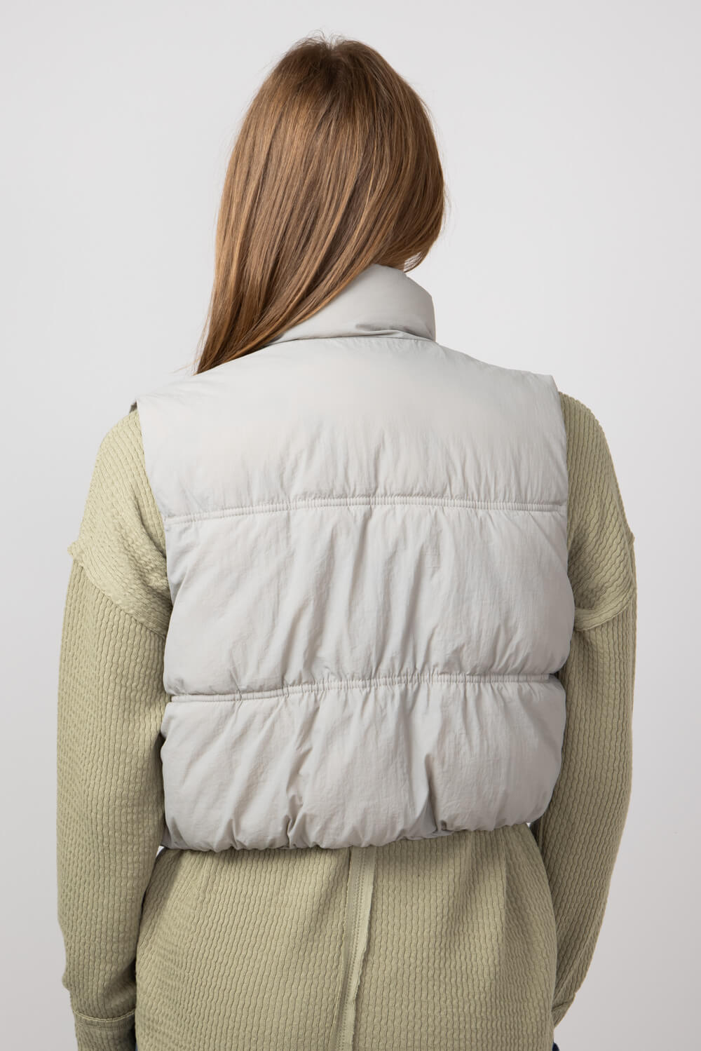 Gray puffer vest womens best sale