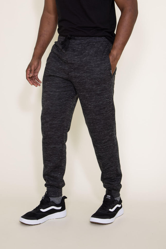 Men's FAIRBANKS Mountain Letter Pattern Fuzzy Fleece-lined Jogger Sweatpants  In BLACK