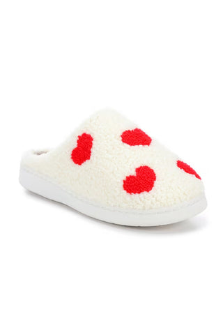 MIA Cozi Red Heart Slippers for Women in Red/White