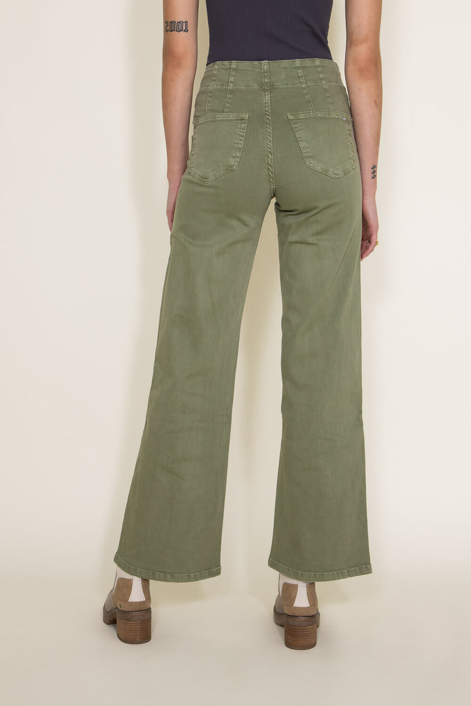 Womens Seven 7 Capri Pants Military Green Size 16 Wide Leg