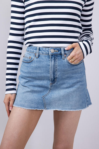 Mica High Rise Raw Hem Denim Mini Skirt for Women