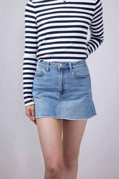 Mica High Rise Raw Hem Denim Mini Skirt for Women