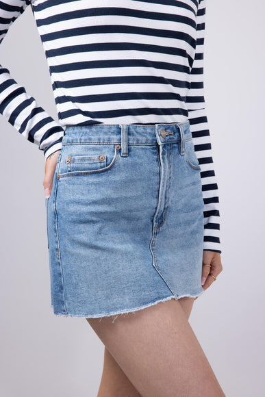 Mica High Rise Raw Hem Denim Mini Skirt for Women