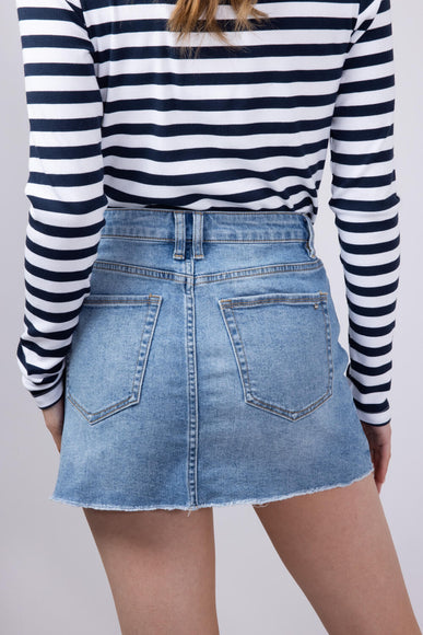 Mica High Rise Raw Hem Denim Mini Skirt for Women