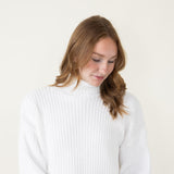 Cropped Turtleneck Sweater for Women in White