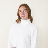 Cropped Turtleneck Sweater for Women in White