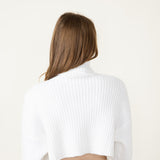 Cropped Turtleneck Sweater for Women in White