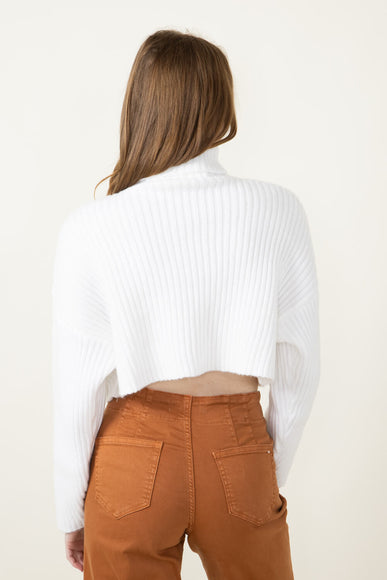 Cropped Turtleneck Sweater for Women in White