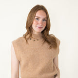 Mock Neck Sweater Vest for Women in Camel 