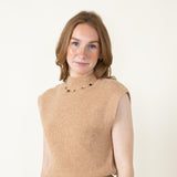 Mock Neck Sweater Vest for Women in Camel 