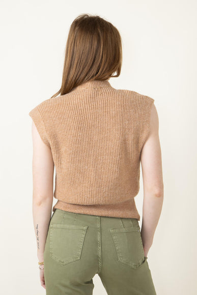 Mock Neck Sweater Vest for Women in Camel 