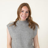 Mock Neck Sweater Vest for Women in Grey