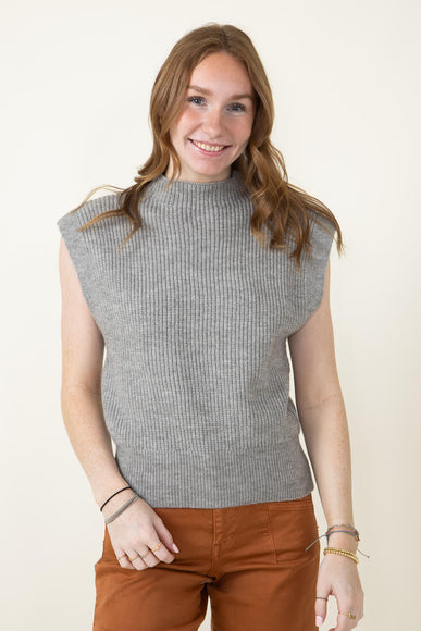 Mock Neck Sweater Vest for Women in Grey