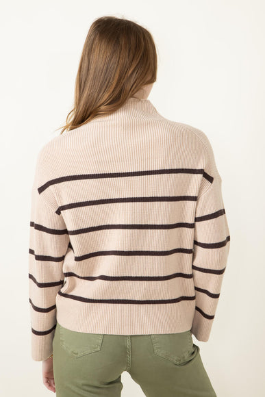 Pencil Stripe Mock Neck Sweater for Women in Beige