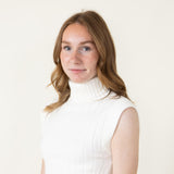 Sleeveless Turtleneck Sweater for Women in White