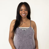 Mineral Washed Onesie Romper for Women in Black 