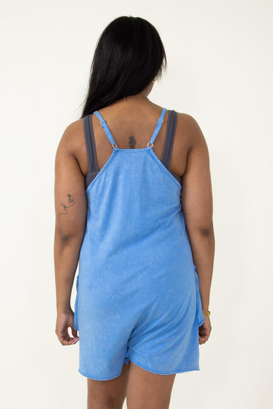 Mineral Washed Onesie Romper for Women in Blue 