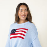 Miracle Knit American Flag Sweater for Women in Beach Sky