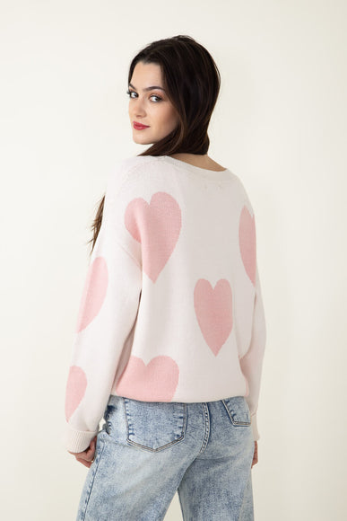 Miracle Clothing Large Heart Sweater for Women in Cream